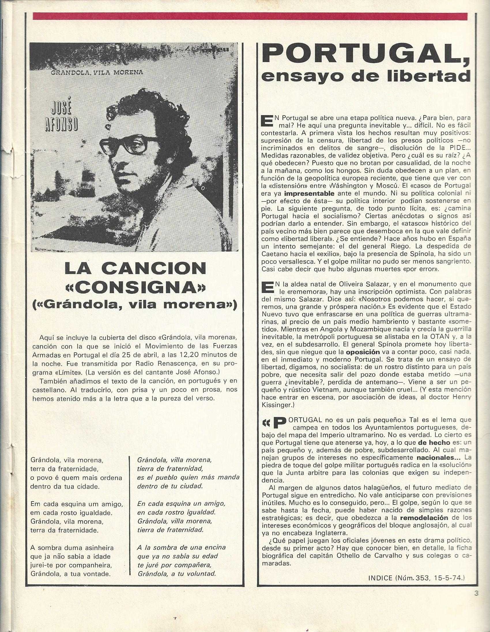 José Afonso	- - -		Índice	- - - - -	Revista