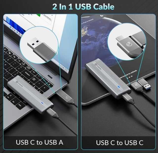 Adapter obudowa na dysk M.2 NVME SATA SSD PHIXERO PCIe M-Key klucz B+M