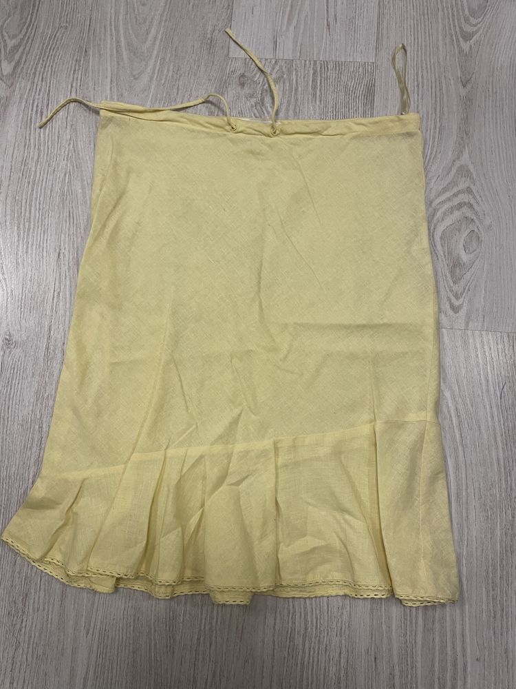 Żółta spódnica Cubus len 34 lniana