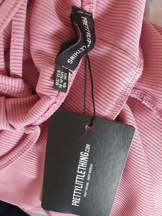 Nowa różowa sexy seksowna sukienka obcisła prążkowana z wycięciem S