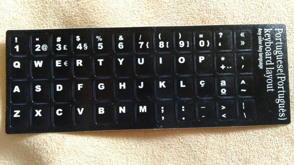 Layout Teclado português autocolante PT sticks - letras adesivo preto