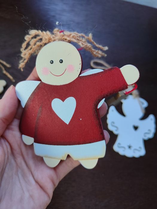 Drewniane Zawieszki na choinkę aniołki