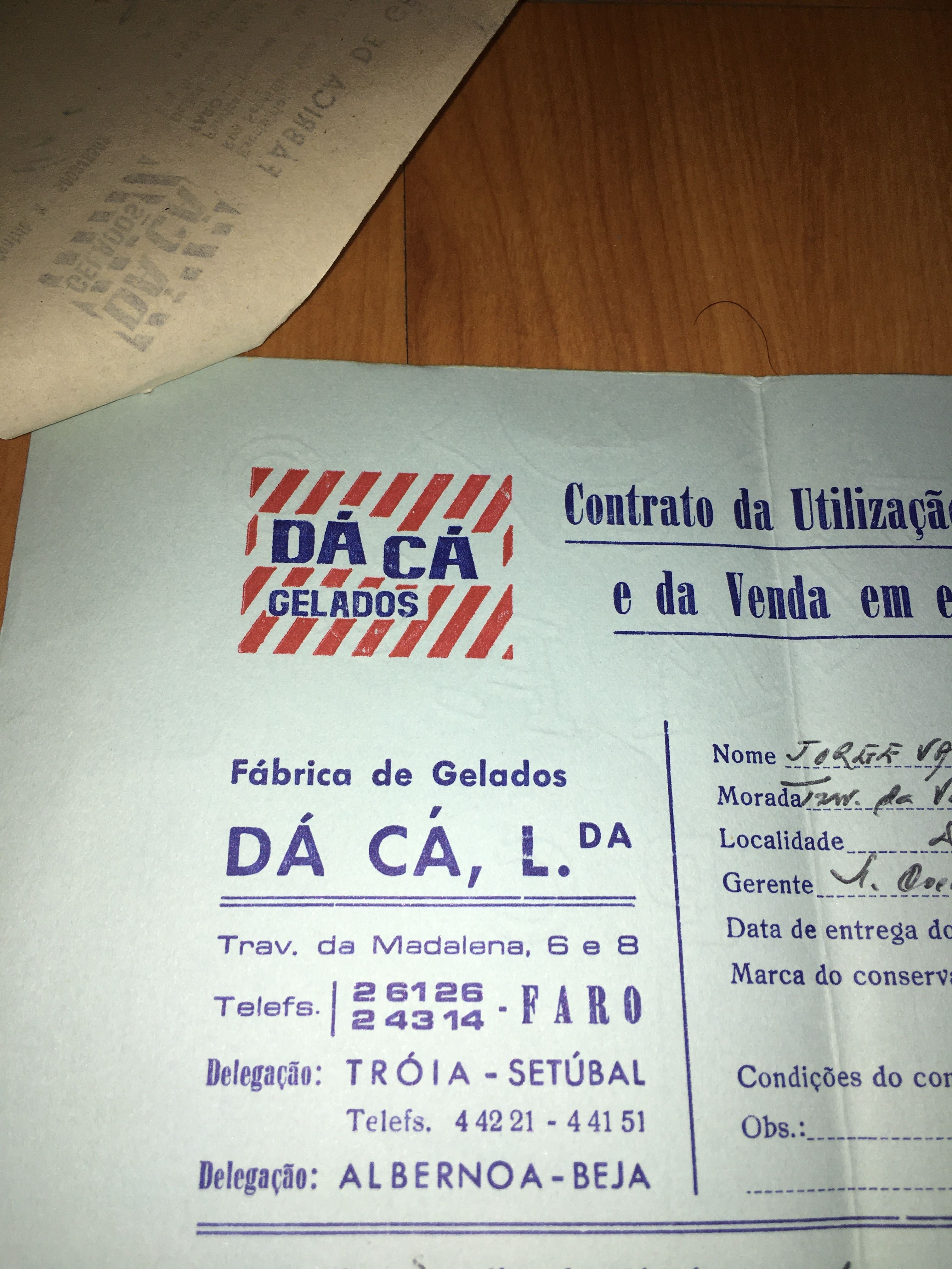 gelados DÁ-CÁ raro documento  anos 80