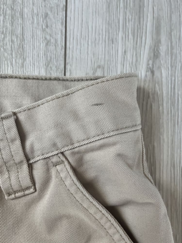 Spodnie męskie beżowe cargo z kieszeniami na guziki M