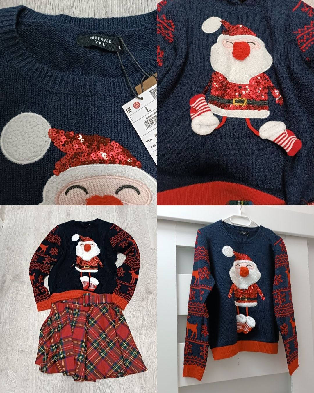 Sweter 3D zestaw 2szt świąteczny zimowy na M L XL