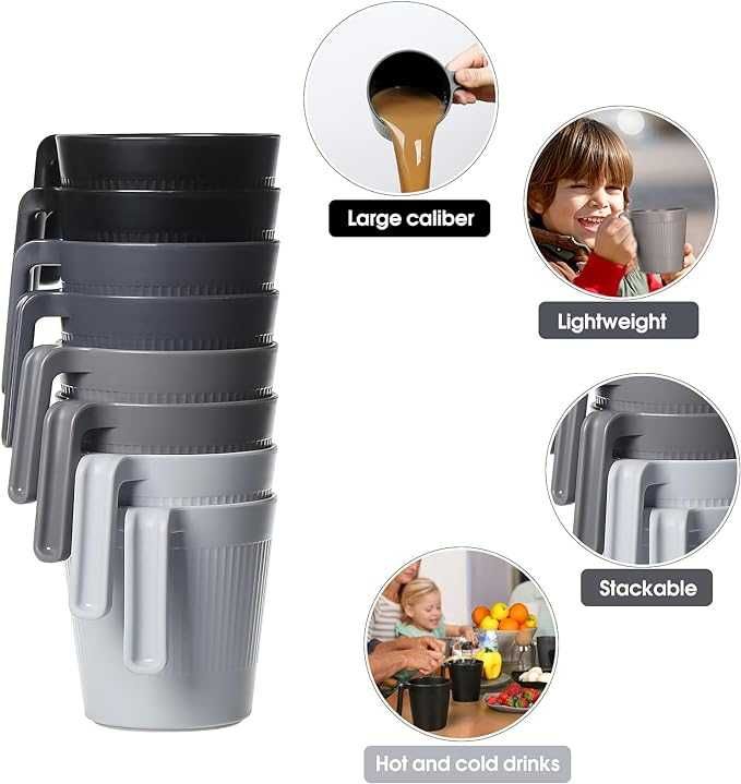 Zestaw 8 kubków do picia do kampera Duże 500 ml