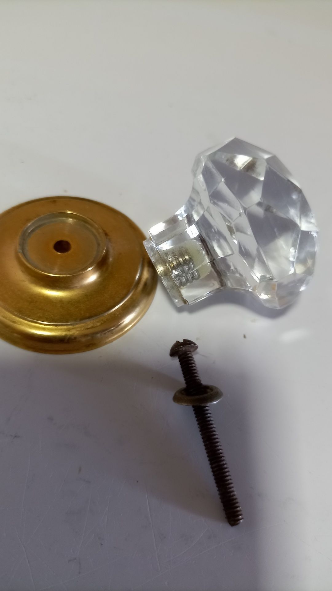 Puxador antigo em vidro e metal antigo