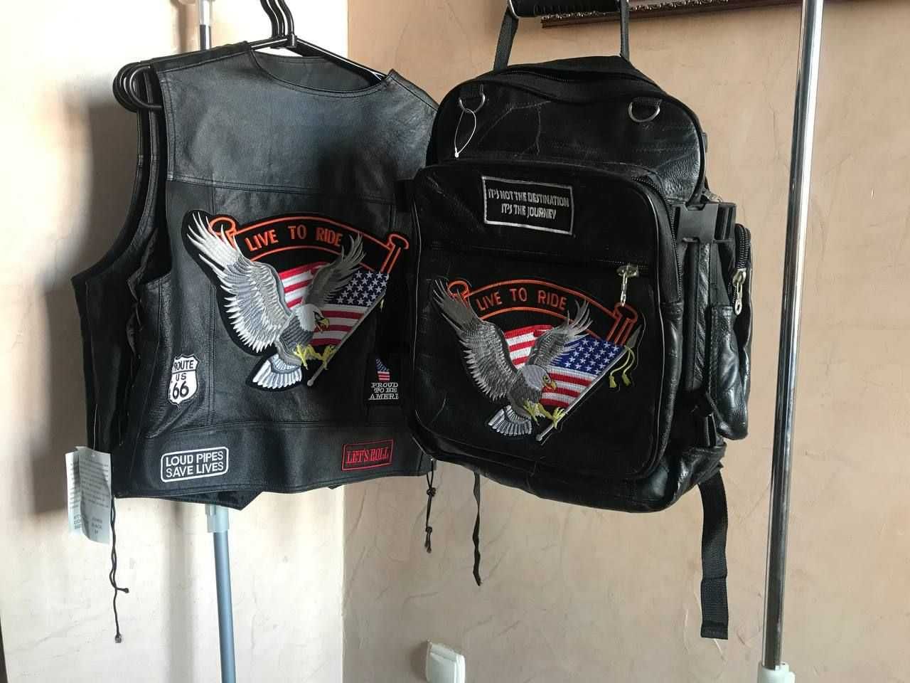 Кожаные байкерские жилетки. Мотоциклетные жилетки. Made in USA.