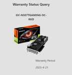 GIGABYTE Geforce RTX 3070Ti Gaming OC 8Gb