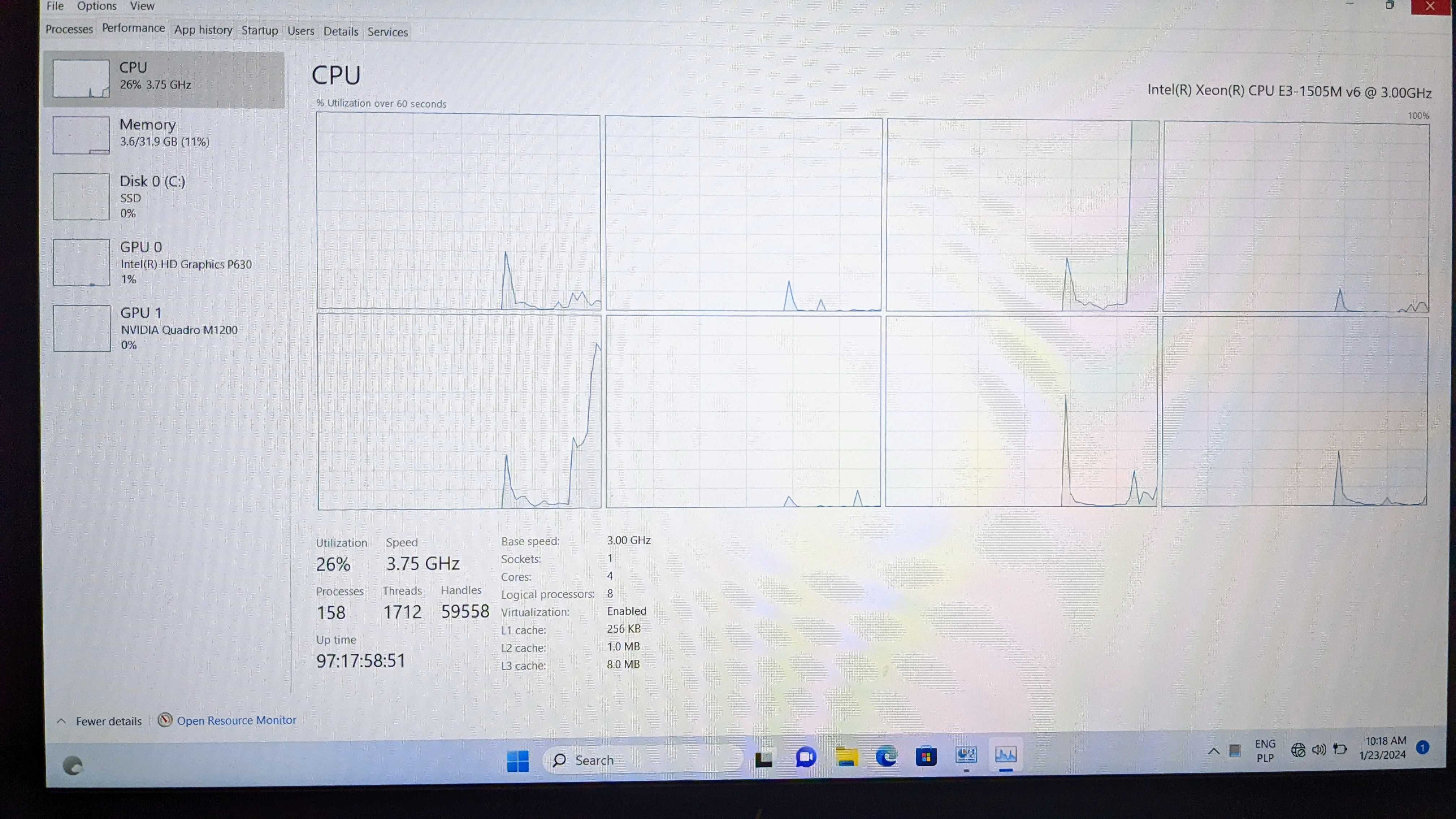 HP Zbook Studio G4 workstation 32gb ram Xeon 8x3ghz 256gb dysk
