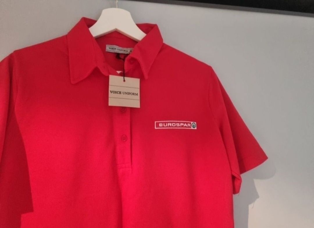 Nowa polówka M 38 Voice Uniform Eurospar koszulka czerwona bluzka bal