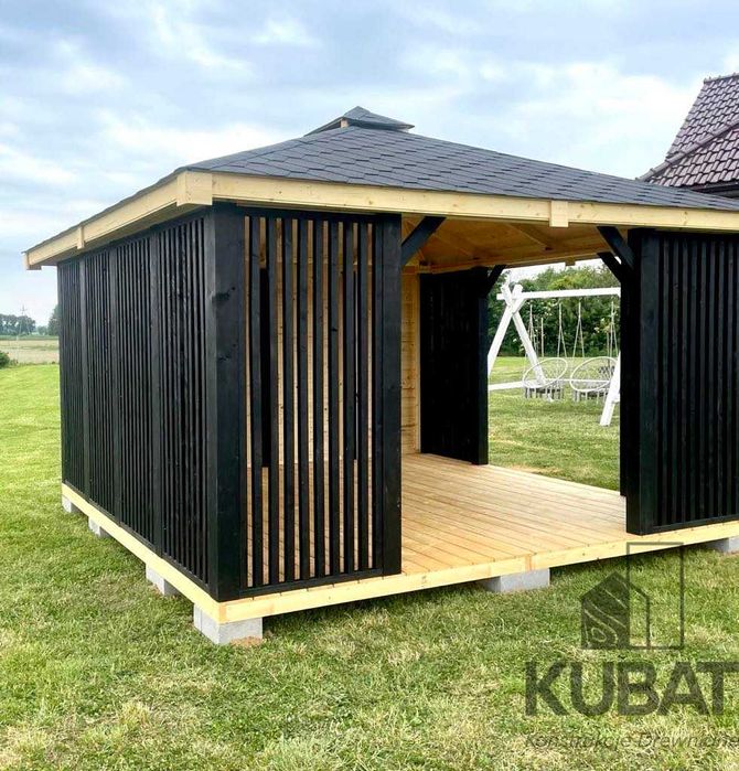 nowoczesna altana 4x4 | altanka z lamelami| altana drewniana