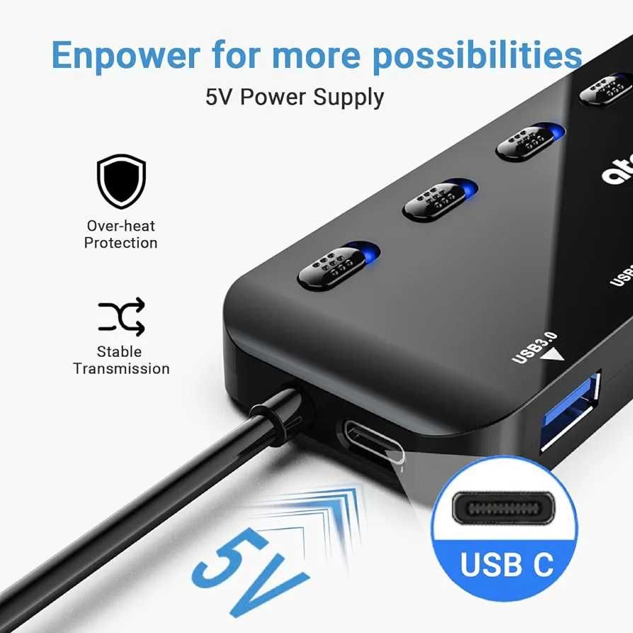 Hub USB 3.0 aktywny Slim 7 Portowy z wylacznikiem