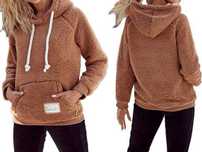 Velsatino piękna misiowa bluza mocha mousse pluszowa S-M