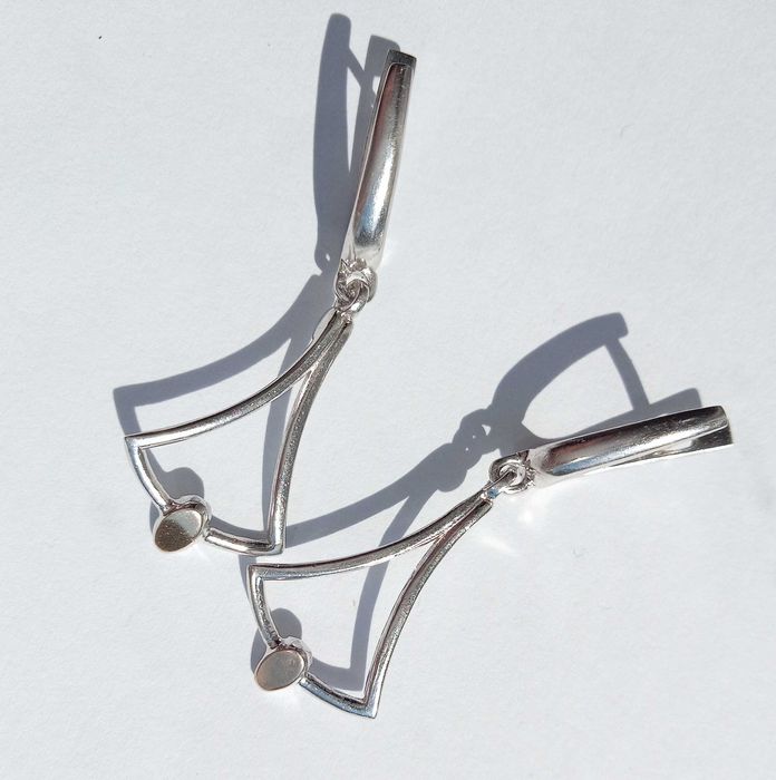 Вінтажні Сережки серьги срібло 925 проба, золоті вставки. Вінтаж