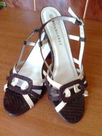 Sandałki damskie na obcasie MARGARET kolor: brąz-ecru rozmiar 37