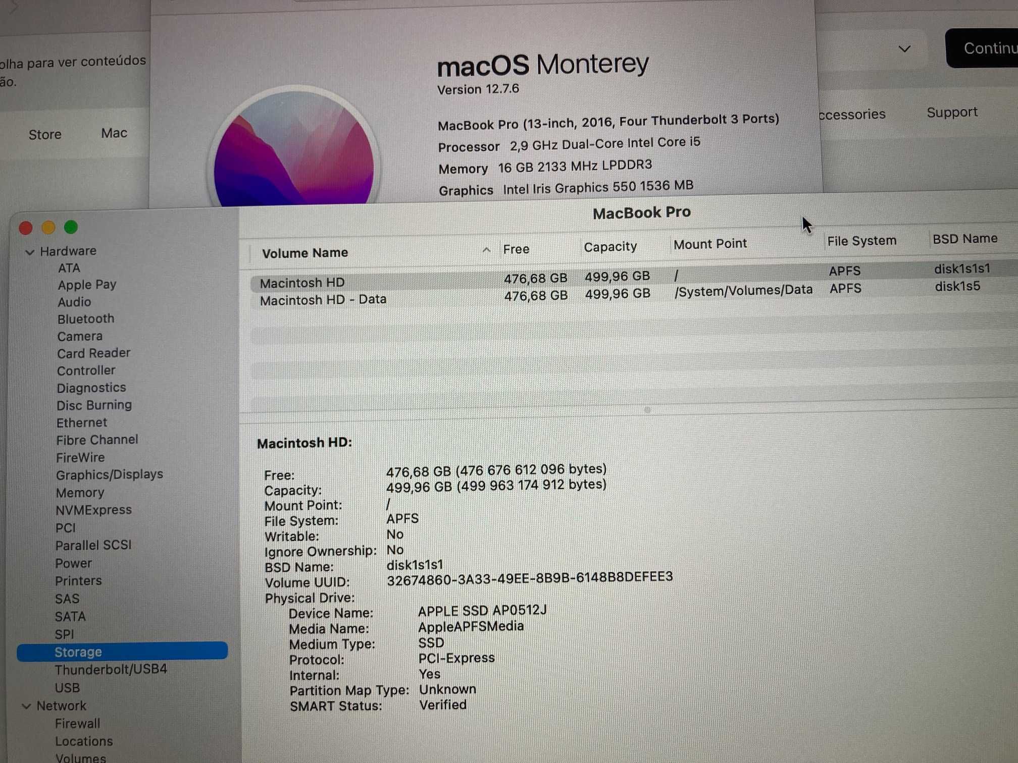 MacBook Pro Retina 13” 2016 / 512 SSD / i5 / 16 gb