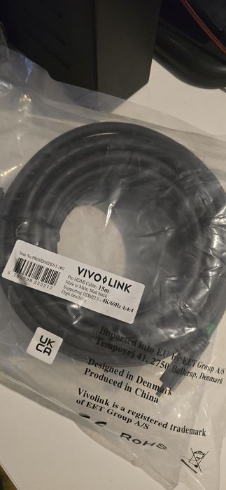 Kabel HDMI 15m VivoLink Pro 4K/60Hz – 2 sztuki (HDMI 2.0, 18Gbps)