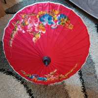 Japoński ozdobny parasol bambusowo-materiałowy z frędzlami