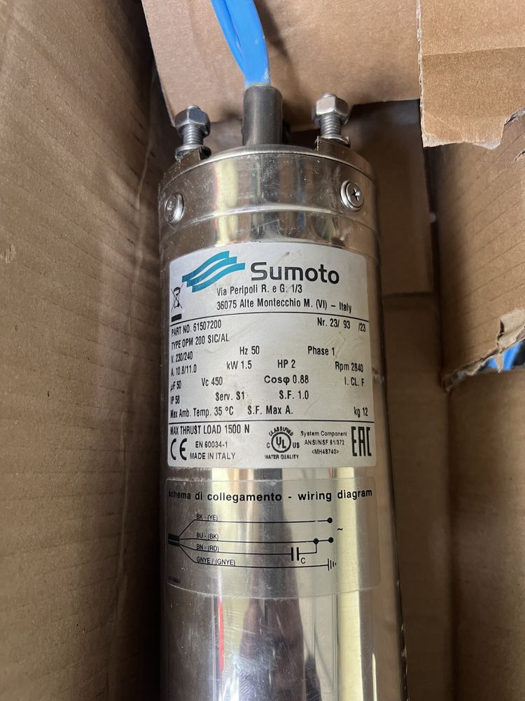 Pompa głębinowa Sumoto 1,5 kw Nowa