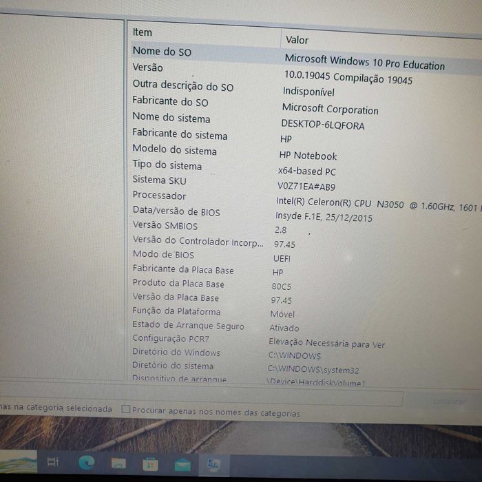 motherboard HP 15-ac128np processador N3050, testada sem anomalia