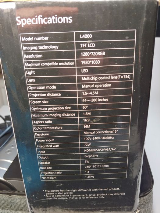 Rzutnik Projektor FULL HD Vamvo L4200 Home Theater Projector FILM