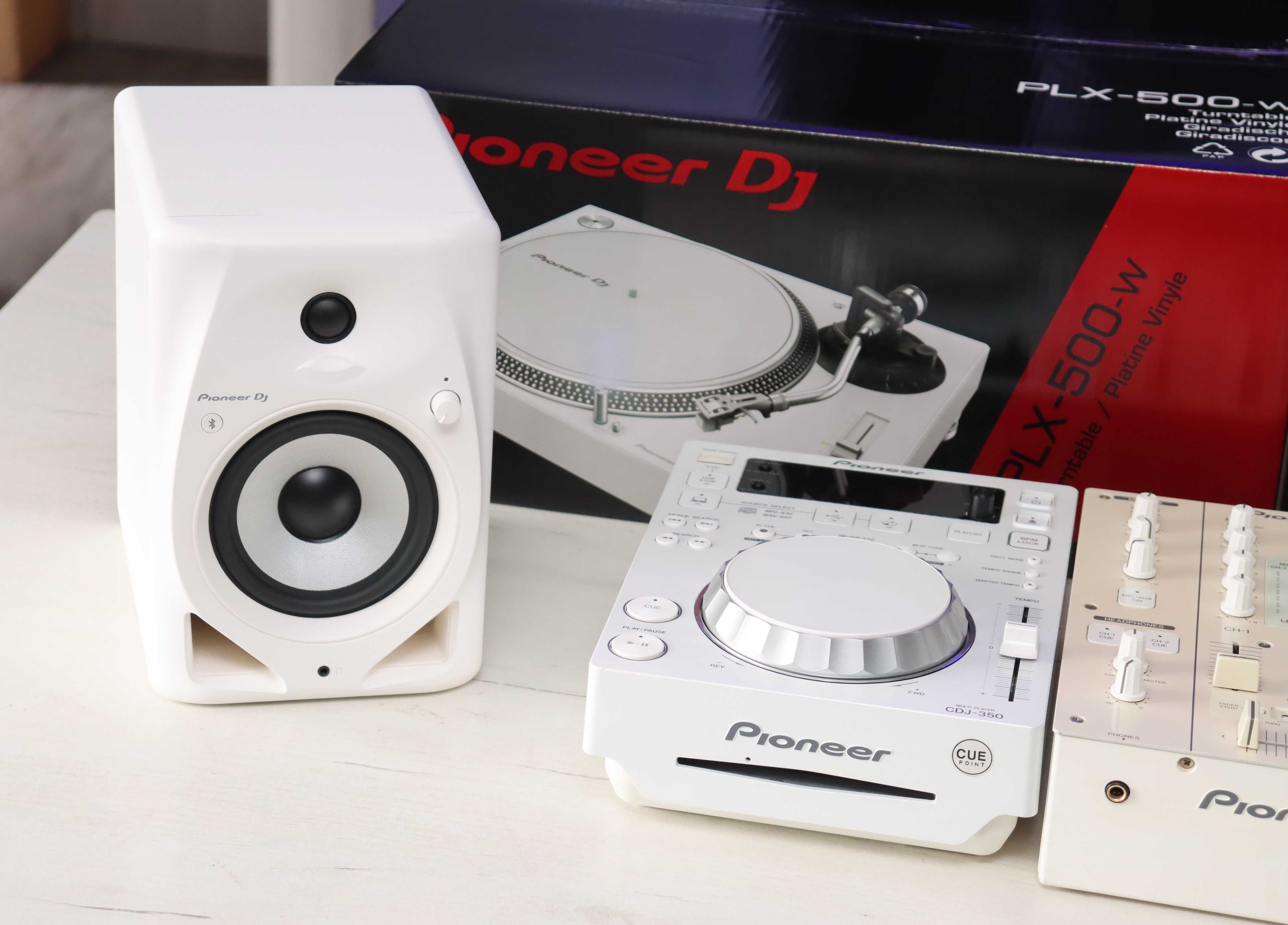 Pioneer DJ PLX 500 CDJ 350 DJM 350 DM 50D Zestaw dj-ski biała perła