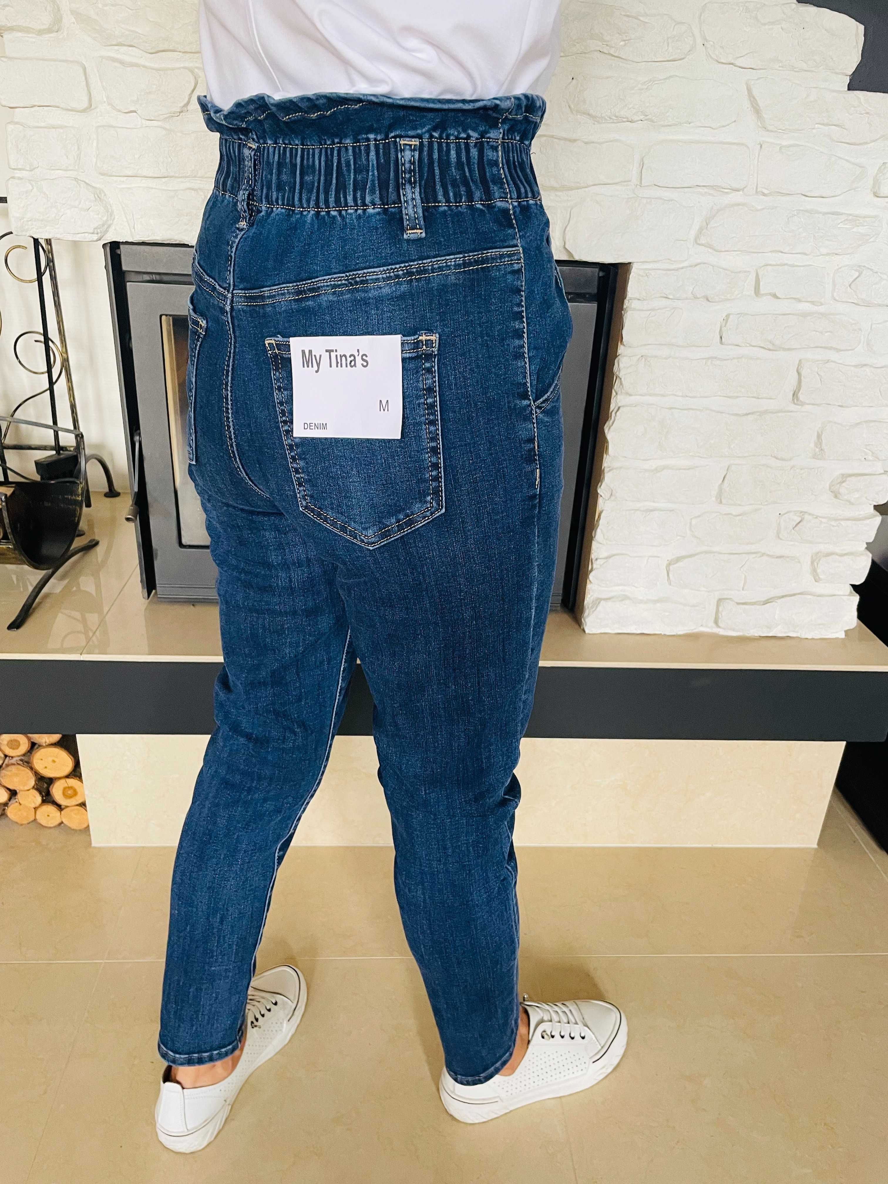 NOWE Spodnie jeansowe z wysokim stanem 34