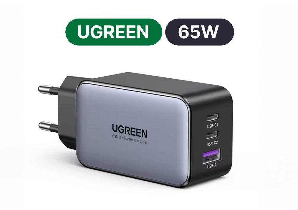 Зарядний пристрій Ugreen 65W GaN CD244 Nexode швидке заряджання