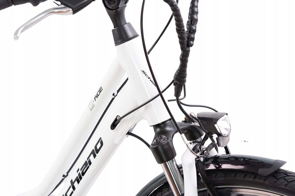 Rower elektryczny damski miejski rama 48 cm 28 biały 10ah 250w