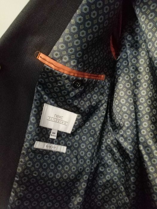 Jak NOWA next marynarka męska garnitur 38r slim fit granatowa M 48