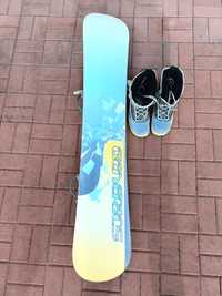 Deska snowboard 155cm+wiązania+buty