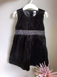 Czarna welurowa prześliczna sukienka wizytowa, idealna na święta 86-92