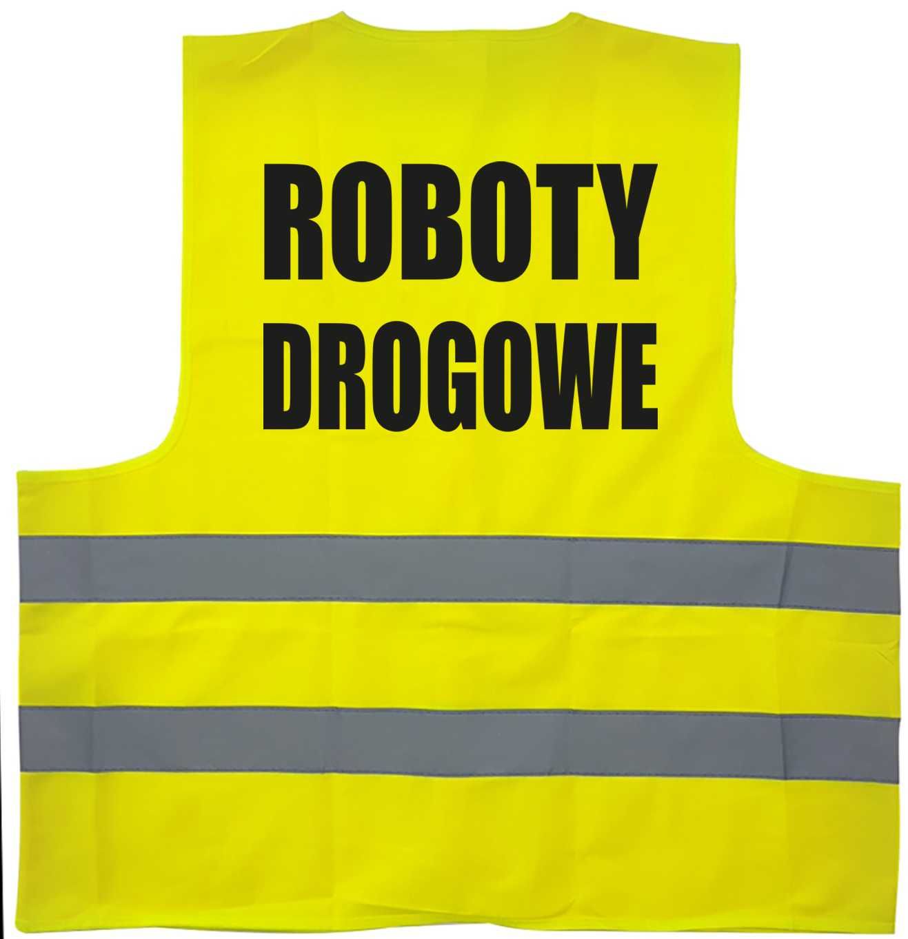 kamizelka odblaskowa, kamizelka z nadrukiem, roboty drogowe