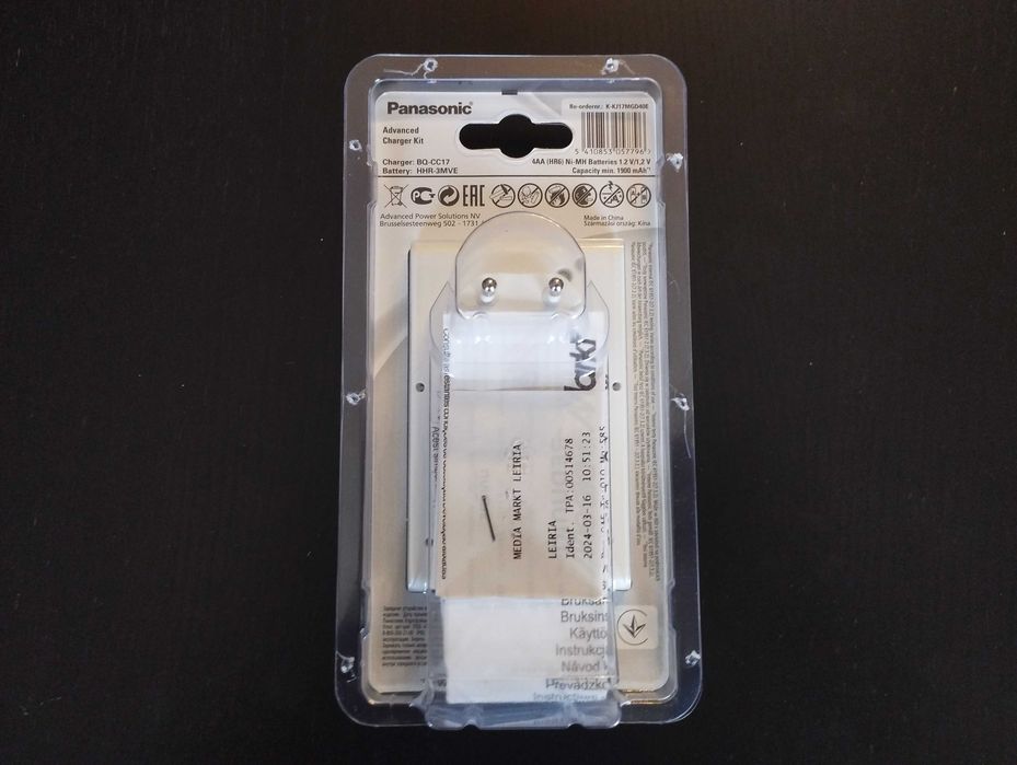 NOVO - Panasonic BQ-CC17 - Carregador de Pilhas - Garantia Ago/2028