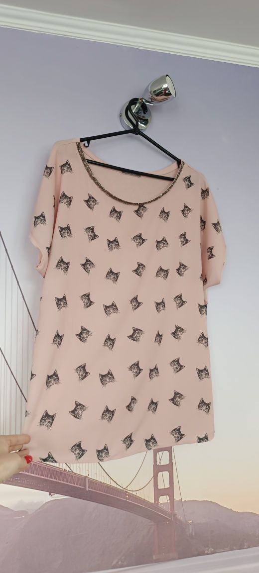 Jak nowa Bluzka materiałowa koszulka Orsay kotki cekiny kotek r.Xxl 44