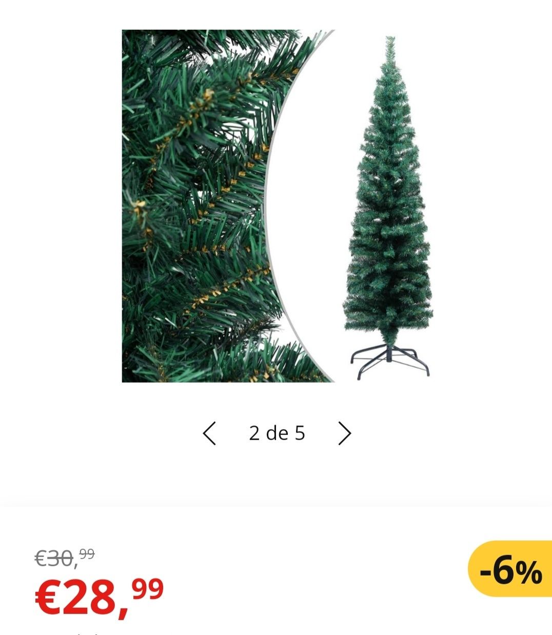 Árvore de Natal fina  150cm