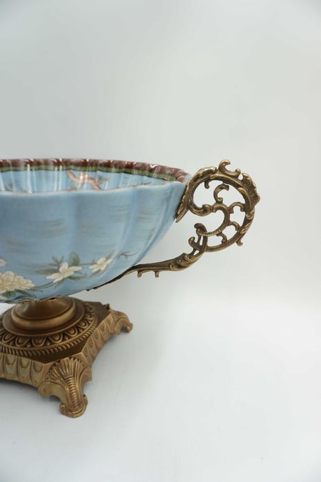 PATERKA porcelana z brązem-ptaszki z kwiatkami
