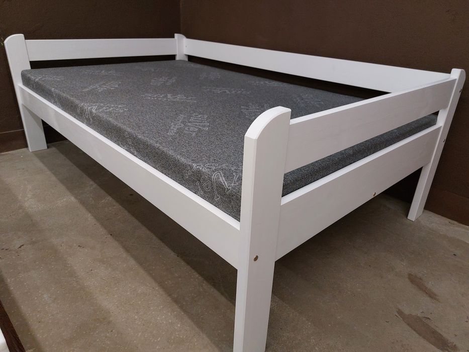 Łóżko wysokie drewniane białe i dla seniora  90x200 120x200