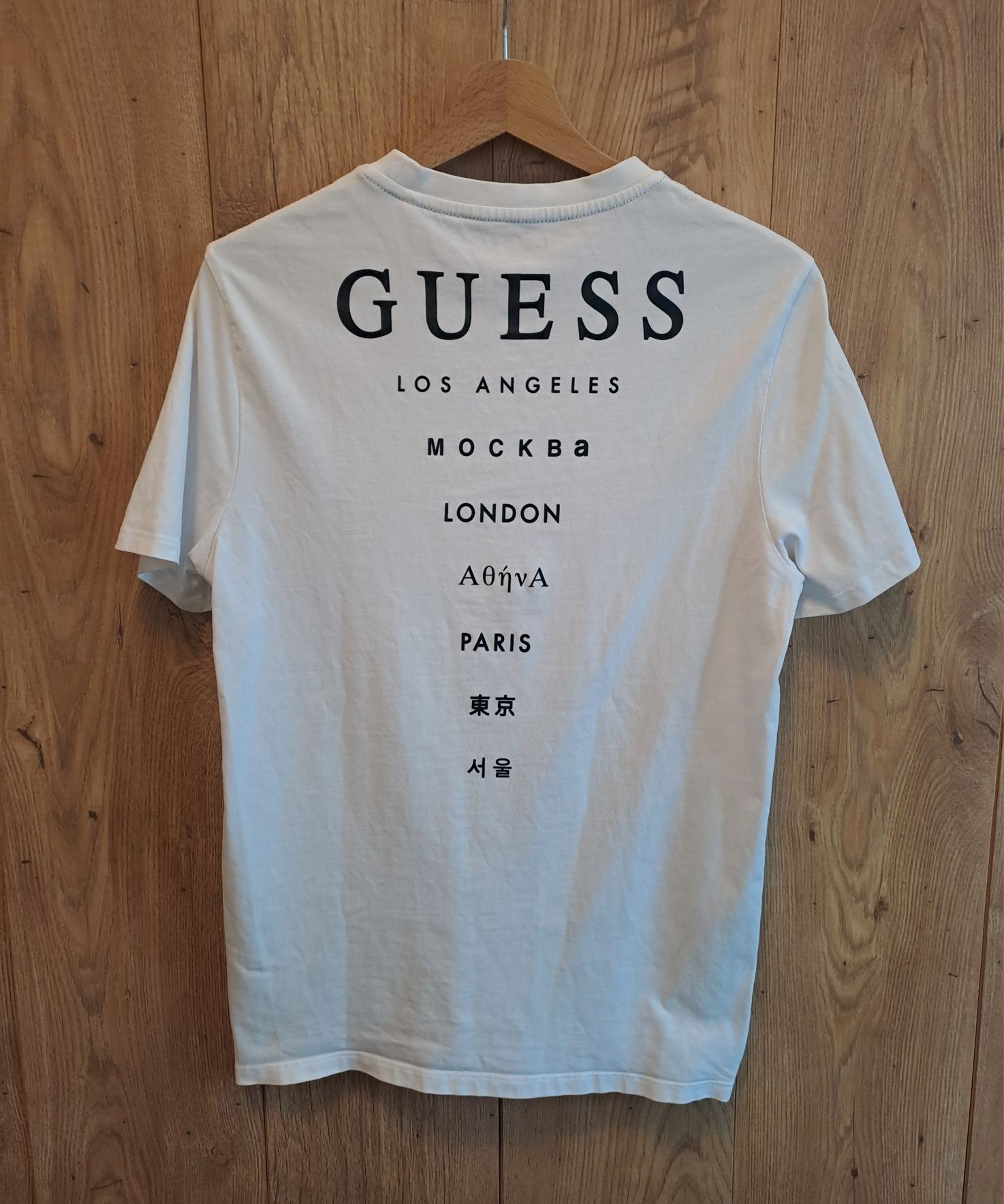 Męska/unisex biała koszulka t-shirt Guess r.XS fit S