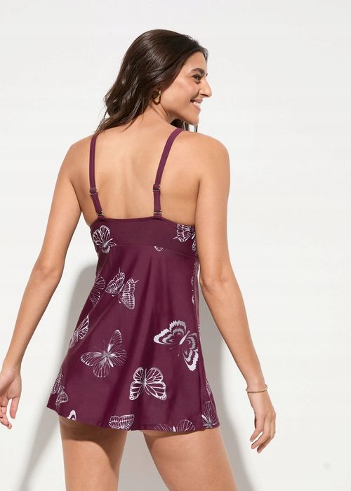 B.P.C długie tankini jagodowe w motyle z figami 52.