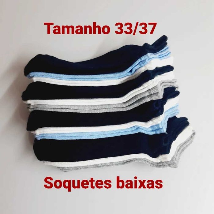 12 pares de soquetes tamanho 33/37 em algodão do bom.