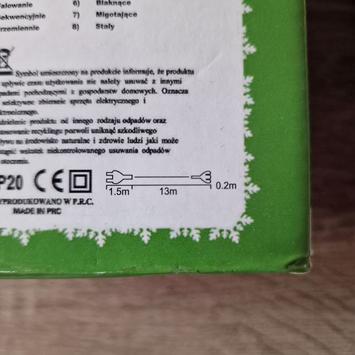 Nowe Lampki choinkowe Led kolorowe 13 metrów + 1,5 dodatkowego kabla