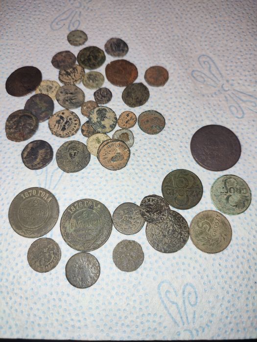 Zestaw monet rzymskich i polskich