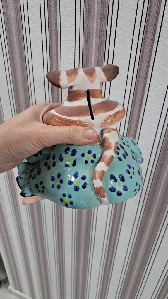 Большая керамическая копилка кот,ручной  работы,стильная