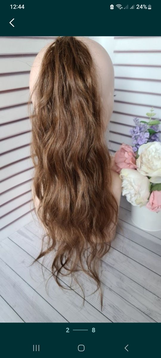 Каркасный хвост коса винтажный натуральный волос.