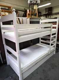Łóżko piętrowe z materacami 90/200cm, lub dwa pojedyncze białe