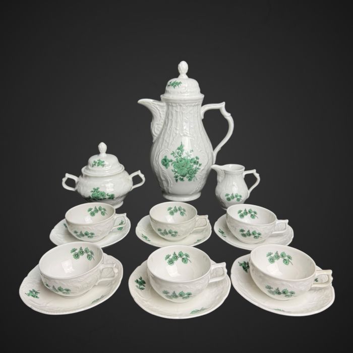 Serwis do mokki Rosenthal Sanssouci zielony kwiat dla 6 osób B5/050406