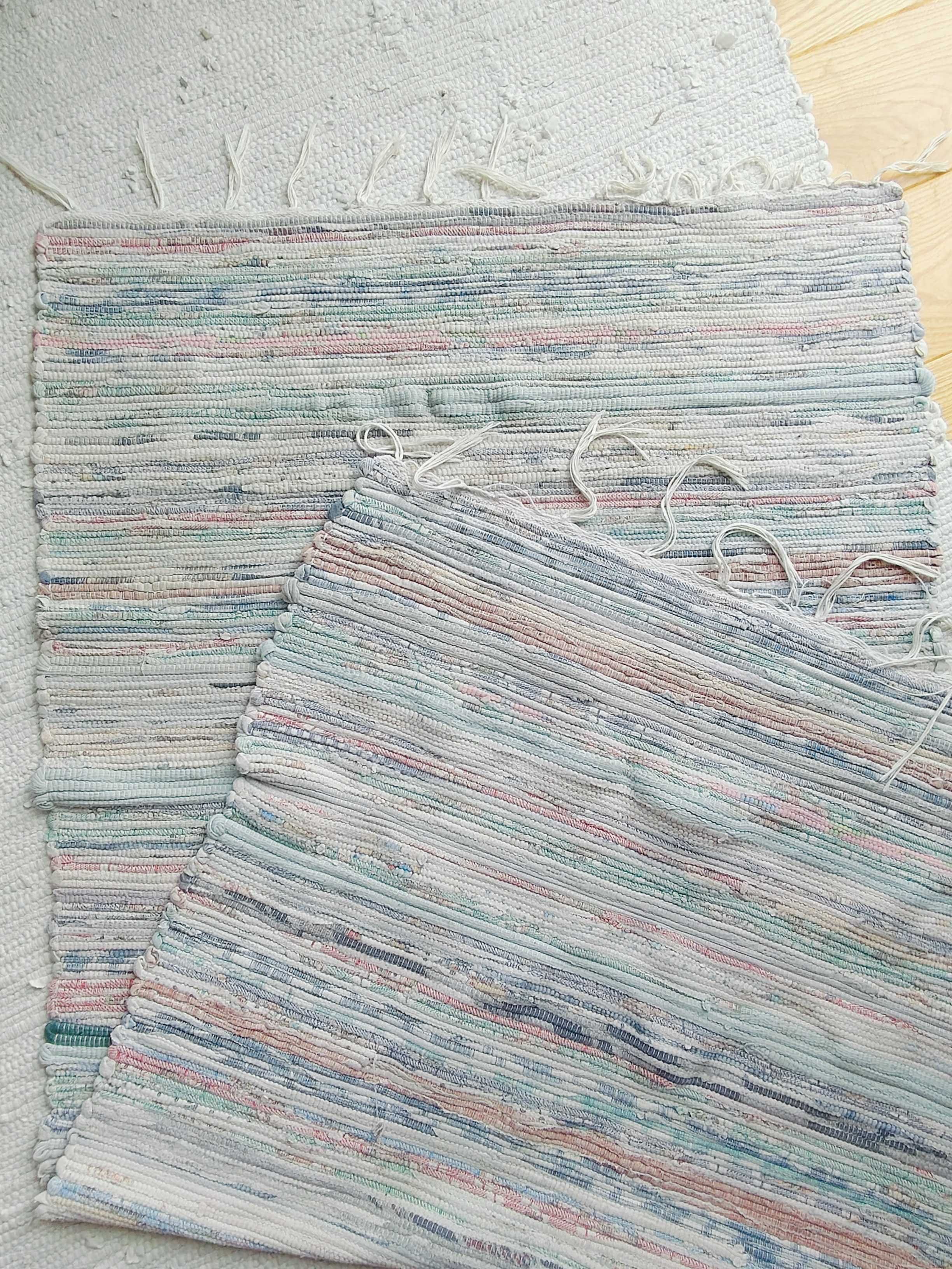 Dywan pleciony, tkany w paski, boho, melanż, 140 x 65, sznurkowy