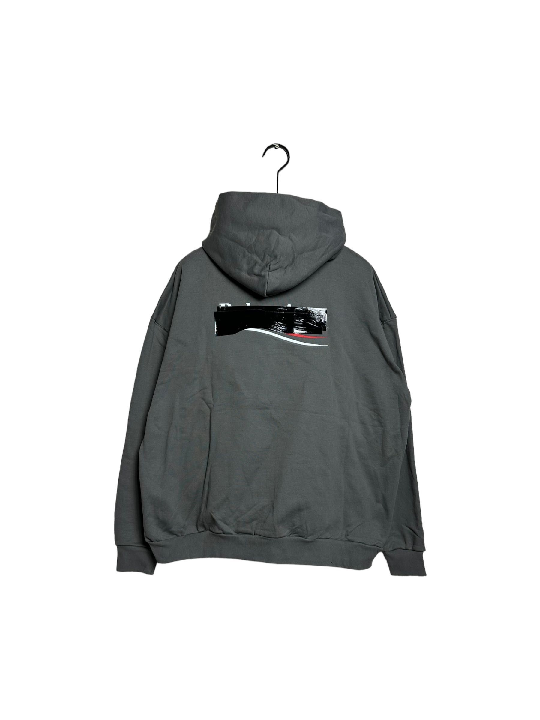 СКИДКА! Balenciaga Logo Tape Grey Hoodie худи оригирал